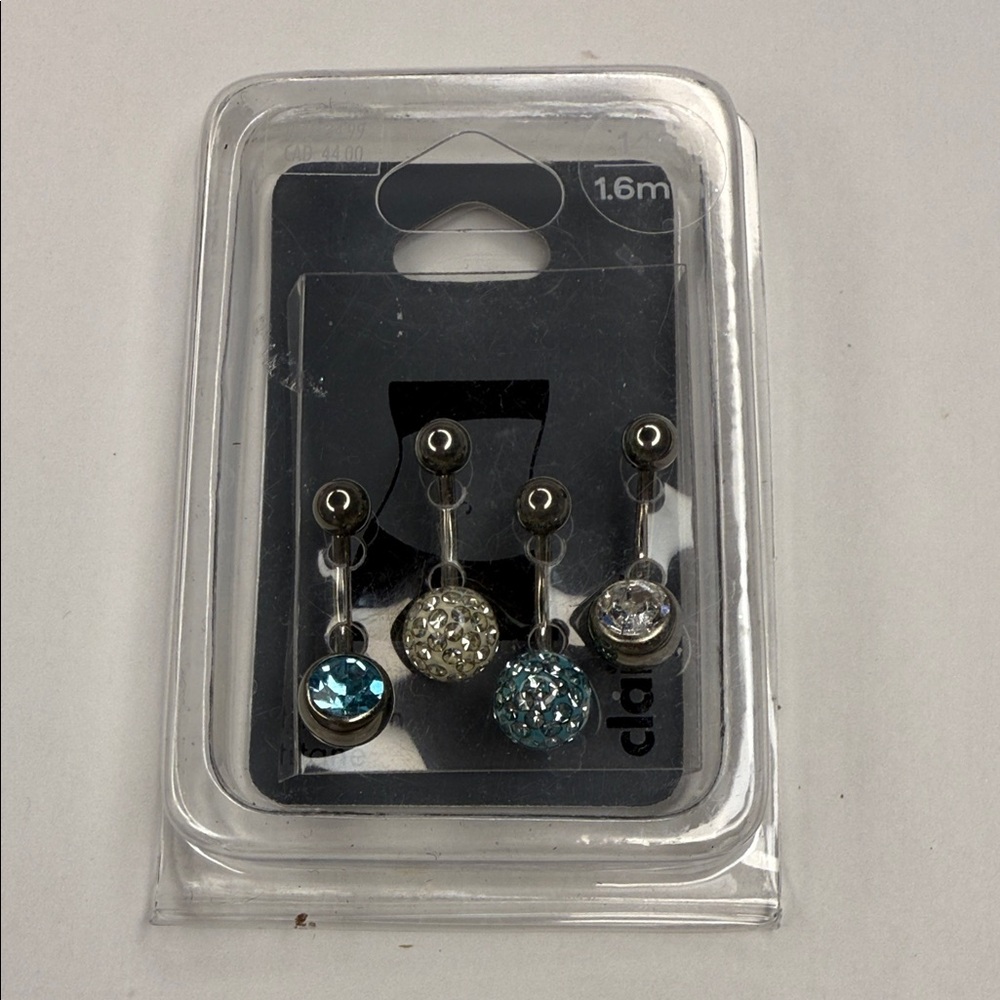 Claire's Sparkling Navel Rings Set - Blue and Silver